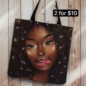 Pretty Sparkle African Ethnic Teen Black Girl Large Everyday Fabric Tote